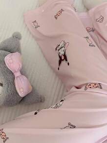1 pièce Pantalon de pyjama Sanrio, pantalon long décontracté doux et confortable pour femmes, motif de dessin animé mignon, convient à toutes les tailles