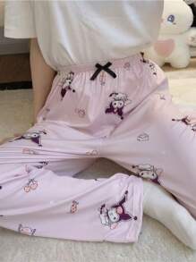 1 pièce Pantalon de pyjama Sanrio, pantalon long décontracté doux et confortable pour femmes, motif de dessin animé mignon, convient à toutes les tailles