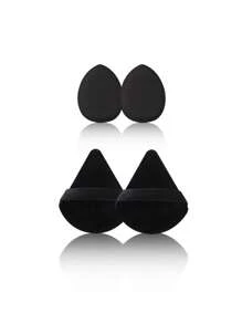 12支/8支/7支/4支/2支高端化妆刷套装组合：7支木柄软毛眼影刷、晕染刷、眉刷，2个定妆海绵三角块，2个迷你拇指海绵，配大容量防水双扣化妆包。 - 黑色 - 查看 11