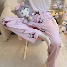 1 pièce Pantalon de pyjama Sanrio, pantalon long décontracté doux et confortable pour femmes, motif de dessin animé mignon, convient à toutes les tailles