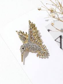 1pc Fashionable European And American Luxury Rhinestone Bird Brooch, Elegant And Cute Accessories For Women - Gold - View 3