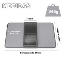 Foldable Dish Drain Mat Super Absorbent Microfiber With Dish And Cutlery Holder Rack - Màu Xám nhạt - Xem 3