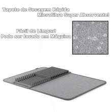 Foldable Dish Drain Mat Super Absorbent Microfiber With Dish And Cutlery Holder Rack - Màu Xám nhạt - Xem 5
