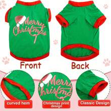 3 件圣诞宠物衬衫（适用于狗和猫） - 针织涤纶套头背心，节日派对装，印有“官方饼干品尝师”、“圣诞快乐”和“圣诞老人的小帮手”图案 - 适合中型/小型犬种 - 彩色 - 查看 8