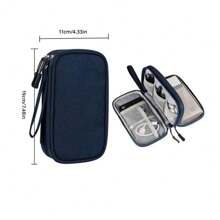 2 Layers Pink/Grey/Black/Navy Travel Portable Digital Product Storage Bag USB Data Cable Organizer Headset Charging Treasure Box Bag Back To School