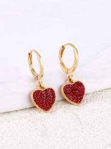 奢华欧美风格合金滴油心形吊坠耳环，高端时尚铜耳环圈，女士 - 耳環 - 查看 12