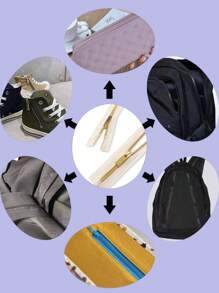 5 件金属铜拉链/闭口服装裤子口袋拉链/DIY 包袋配件材料/拉链 - 米色 - 查看 4