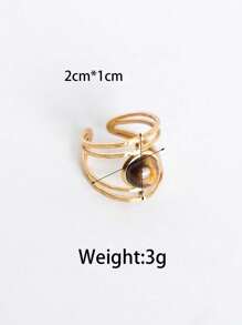 Bộ nhẫn hở nhiều lớp bằng thép không gỉ thời trang cổ điển màu nâu Zirconia đá tự nhiên thiết kế mặt trời, phù hợp cho phụ nữ đeo hàng ngày, Halloween, Ngày lễ tình nhân, Quà tặng ngày lễ Tạ ơn, Trang sức cho bạn bè, Tiệc du lịch Hawaii - Nhiều màu - Xem 3