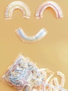 100 piezas/set Cubierta para alimento desechable de plástico minimalista transparente para cocina - Blanco - Ver 5