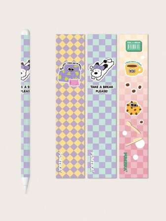 3st söta tecknade djur Apple Pen Skin Stickers, gjorda av högkvalitativt vattentätt och reptåligt PVC-material kompatibelt med Apple Pen (Pencil2), Lägg till personlig dekoration och skydda ytan på Apple Pen, redo att skalas och stickas, 6,25x3,85 Inches