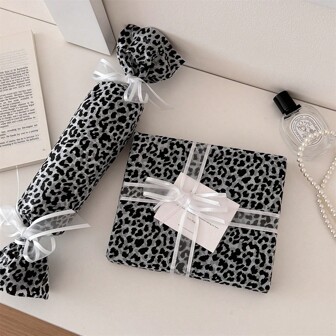 1 pieza de papel de regalo con estampado de leopardo, papel de pera de nieve DIY para decoración de regalo de festival, empaquetado floral para el Día de San Valentín