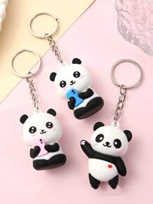 3 件女士可爱卡通熊猫钥匙扣适合日常使用情人节情人汽车配件包饰学院风哥特风 Y2K - 彩色 - 查看 11
