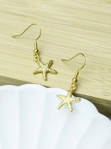 1 Pair Gold Starfish Minimalist Elegant Casual Niche Earrings - Gold - View 5