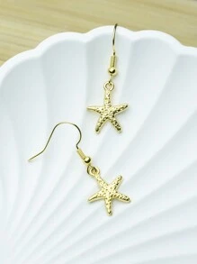 1 Pair Gold Starfish Minimalist Elegant Casual Niche Earrings - Gold - View 2