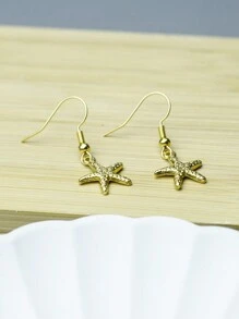 1 Pair Gold Starfish Minimalist Elegant Casual Niche Earrings - Gold - View 6