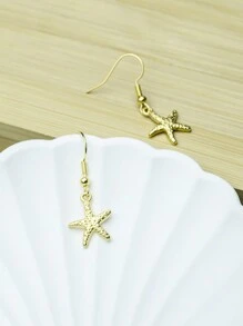 1 Pair Gold Starfish Minimalist Elegant Casual Niche Earrings - Gold - View 3
