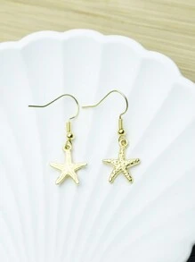 1 Pair Gold Starfish Minimalist Elegant Casual Niche Earrings - Gold - View 4