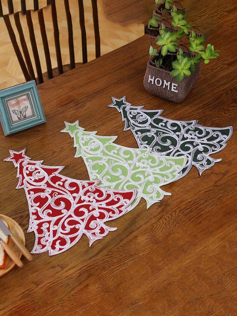 1 bộ đồ trang trí Giáng sinh, đồ thủ công thêu xích, tấm lót đĩa, tấm lót ăn, tấm lót bàn, tấm lót cách nhiệt, trang trí trong nhà, tấm lót bàn Giáng sinh, - Thiết kế xích thêu, tấm lót bàn ăn chịu nhiệt để trang trí nhà ngày lễ, đồ trang trí Giáng sinh, tấm lót bàn thủ công thêu Giáng sinh - tấm lót bàn chịu nhiệt để trang trí nhà ngày lễ, tấm lót bàn thiết kế hình cây thông Noel để trang trí trong nhà và cách nhiệt - Nhiều màu - Xem 1
