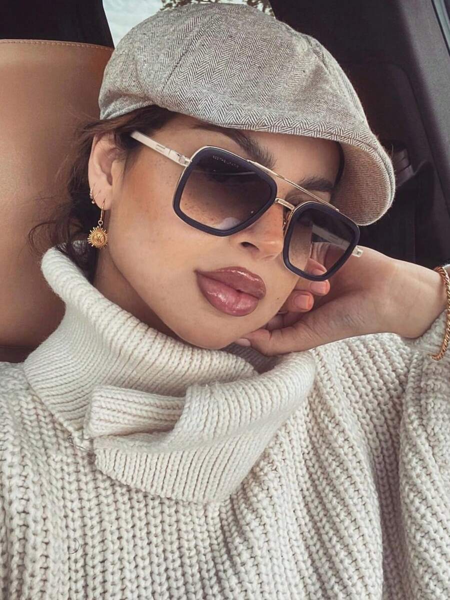 1 Cặp Kính thời trang vuông hộp cổ điển cho nữ, gọng kim loại cầu đôi, phong cách Y2K, thích hợp cho hàng ngày, ngoài trời, du lịch Phụ kiện bãi biển cho nữ Kính râm thời trang cơ bản thu đông cho phụ nữ Trang phục công sở giản dị Quà tặng Kính thời trang cho nữ Kính râm cho nữ Phụ kiện bãi biển Cổ điển Y2K - Ombre - Xem 1