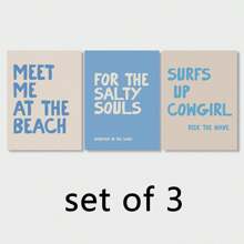 3 件套字母帆布海报，蓝色清新简约装饰画，家居墙壁装饰，无框 - 彩色 - 查看 8