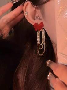 1 Pasang Anting Rumbai Pita Modis dan Serbaguna - Merah - View 4