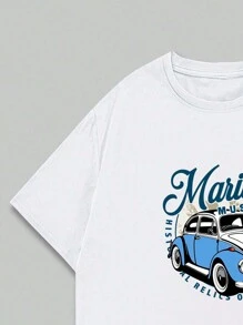 Cotton T-Shirt Car Streetwear Comfort Breathable Men's T-Shirt Elegant Summer - trắng - Xem 2