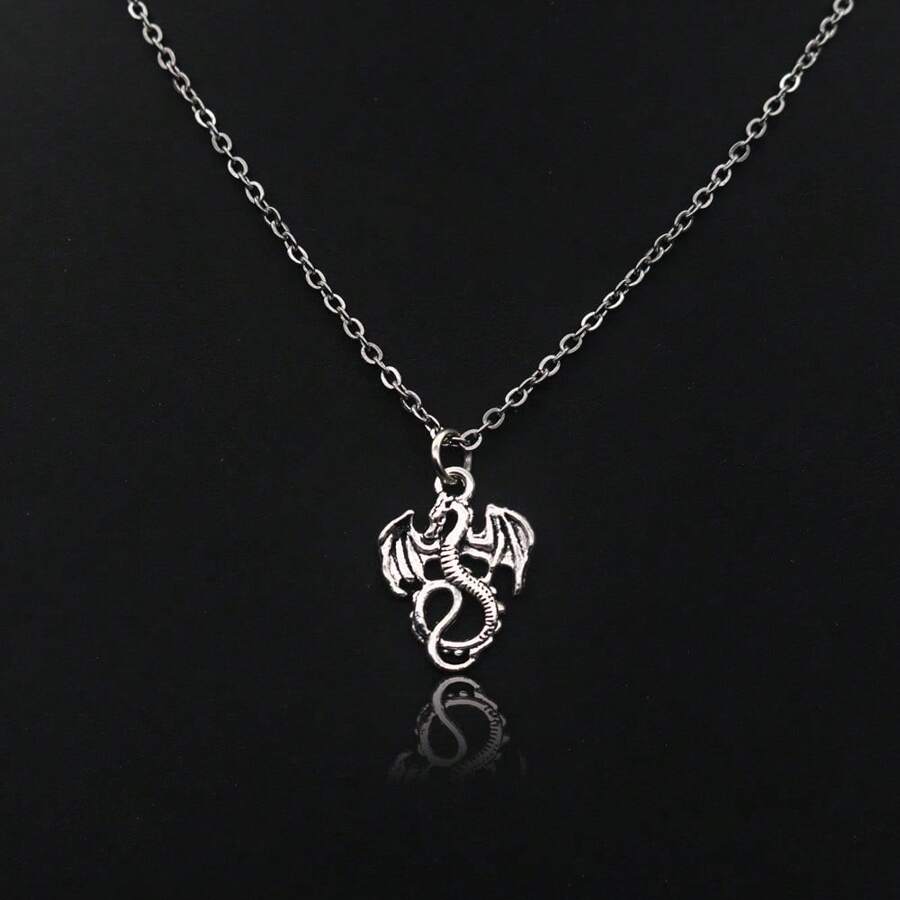 Men's And Women's War Dragon Chain Necklace In Stainless Steel Silver - 70cm - Xem 1