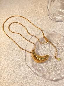 1 件女式复古牛角新月吊坠项链，18K 镀金不锈钢，日常和节日佩戴的时尚配饰，情人节或圣诞节的理想礼物 - 牛角包項鍊 - 查看 5