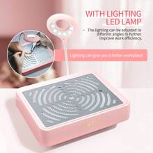 SAVILAND Nail Dust Collector With Lamp – Powerful Nail Vacuum Fan 40W Dust Collector Extractor Electric Dust Suction Machine With Reusable Filter For Acrylic Gel Nails Polishing, Low Noise, Pink - 查看 4