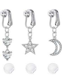 AVYRING 3-5PCS Golden Fake Belly Piercing Fake Belly Ring For Women Fake Belly Button Piercing Clip On Belly Button Rings Fake Navel Ring Non Piercing