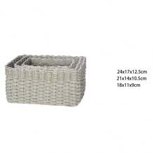 Paper Woven Storage Box For Sundries, Pure Hand-Woven Storage Basket For Clothing And Cosmetics - Grey - View 2