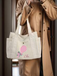 Customized Personalized Gift Bag With Tennis Racket Pattern Text, Suitable For Carrying Memories In Handbags, Waterproof Shopping Bags, Storage Bags, And Super Linen Handbags. Suitable For Weddings, Birthdays, Beaches, And Holidays, It Is The Best Gift For Women, Mothers, Teachers, Friends, Bridesmaids, And Students. On Mother's Day, Send Your Mother; On Nurse's Day, Send Your Nurse; On Brazilian Valentine's Day, Send Your Wife And Girlfriend.