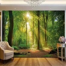 One Piece, Spring Green Forest Thin Photo Background Camping Theme Photography Background Studio Props, Room Decoration, Aesthetic Room Decoration, Bedroom Decoration, Home Decoration, House Decoration