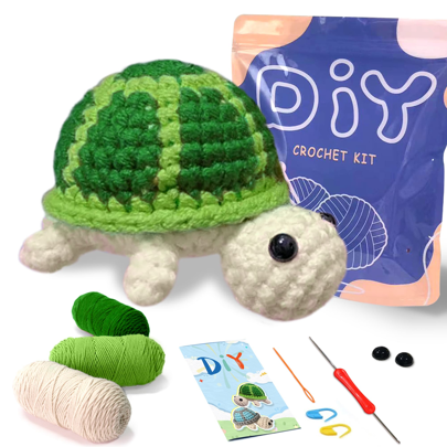 Turtle Knitting Kit,Crochet Kit Positive Animal Craft Set With Step-By-Step Tutorial, Perfect Gift Idea For Craft Enthusiasts(Accessories In Random Color)DIY Amigurumi Hook Set With Instruction Manual And Video Teaching Sewing Kit