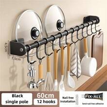 Kitchen Wall Mounted Storage Rack, No Tools Required, Holder For Spoons, Forks, Knives, Pot Lids, Organizer, Accessory Set