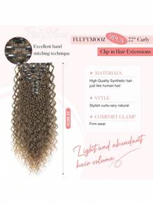 Extensiones de cabello rizado de fibra sintética resistente al calor, conjunto de 9 piezas de extensiones sintéticas rizadas tipo cortina de cabello completa - Multicolor - Ver 4