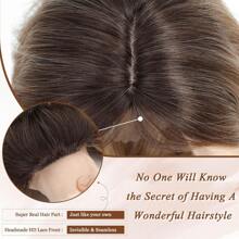 Megito Hair Toppers For Women 20inch Wavy Hair Toppers For Women Toppers Hair Pieces For Women With Thinning Hair Synthetic Wig Clip In Hair Topper Wiglets With Fringe Bang Add Hair Volume - Light Brown with Blonde Highlights - 查看 3