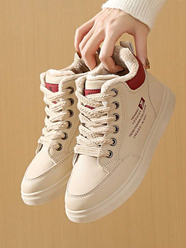 Botas de invierno para mujer, aisladas y cálidas, de caña alta. Versión coreana, nueva temporada de invierno 2024. Para estudiantes, calzado deportivo, que aumentan la altura, zapatos casuales, botas de nieve de plataforma, botas cortas casuales, zapatos con pelo, zapatos acolchados y cálidos, antideslizantes, impermeables, zapatos cargo ligeros, estilo británico