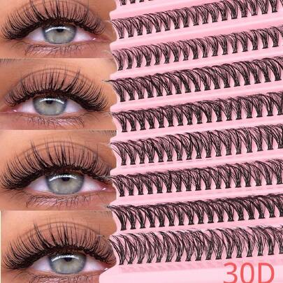 Fengxiu Eyelash 200pcs 30D, D-Curl, Natural False Eyelashes, 3D Russian Curl Mixed Length, Reusable, DIY Self-Adhesive, 10-16mm Length, 0.05mm Thickness, Suitable For Beginners, Multiple Styles & Packages. Single Cluster Eyelashes For Extension, Natural, Anime, Super Voluminous Makeup Style Lash Clusters, Eyelash Clusters, Individual Eyelashes, Lashes, Fake Lashes