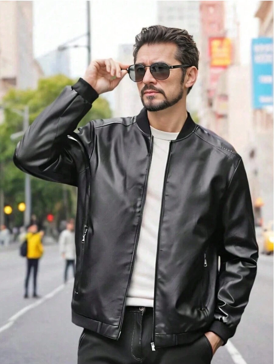 Men's Casual PU Leather Jacket