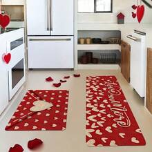 [Flannel + 1cm Thick Foam Material] 1/2pcs Valentine's Day Romantic Themed Bedroom Living Room Carpet, Flannel Carpet, Spotted Heart Printed Carpet, Suitable For Living Rooms, Offices, Bedrooms - 17.7*29.5inch, 17.7*47.2inch