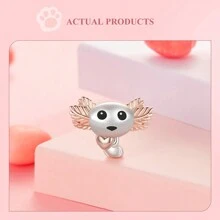 WOSTU 1 件 925 纯银可爱动物系列各种款式，包括黑白猫、仓鼠、法国斗犬和蝾螈串珠和吊坠，适合女孩和女士 DIY 手链项链珠宝制作礼物 - 彩色 - 查看 16