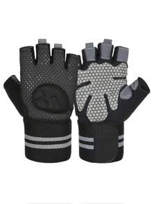 2pcs Breathable Workout Gloves For Men Women, Padded Weight Lifting Gloves With Wrist Wraps Support, Full Palm Protection, Grip For Gym Training, Fitness, Weightlifting, Exercise Fingerless