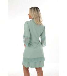 Luxury Women's Robe: Hobby Robe Elegant Lace Robe For Brides - 301 - Baby Blue - View 2
