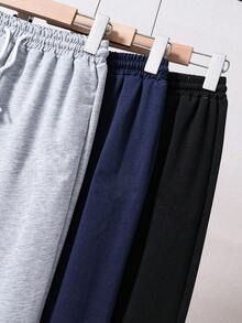 3pcs/Set Boys' Casual Drawstring Waist Graphic Print Jogger Pants, Versatile For Daily & Sports Wear