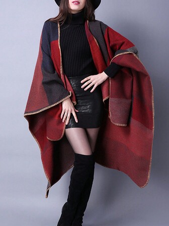 1pc Women's Blanket Shawls Cashmere Shawl Wrap Poncho Ruana Cape OversizedCardigan Open Front Coat Fall Winter Holiday