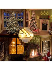 1pc Romantic Golden Iron Ring 5-Pointed Star Copper Wire Light, Battery Powered LED Copper Wire Light, Indoor & Outdoor Decor, Suitable For Hallway, Gazebo, Window, Bedroom, Living Room, Wedding, Birthday, Anniversary, Christmas - Warm white light - View 3