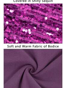 Women's Plus Size Sparkle Sequin Sweatshirt Mock Neck Pullover Long Sleeve Glitter Party Tops - 紫色 - 查看 5