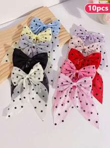 10pcs/11pcs Random Color Ribbon & Bow Hair Clips, Fashion For Women Claw Clips Hair Claws Hair Barrettes