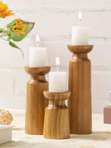 Cirelle 1 pieza, Set de 3 piezas Portavelas de madera maciza vintage, decoración de mesa para el hogar y B&B, portavelas de madera para la cena, adorno de portavelas, regalos para cumpleaños, graduación, hogar acogedor, comodidad del hogar de Rama, regalo del Día de la Madre, uso en fiestas, comedor familiar, suministros para restaurantes de gama alta, regalo de inauguración de la casa, decoración de bodas